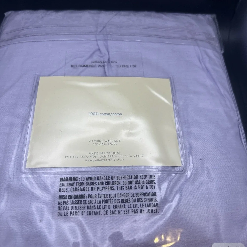 Pottery Barn Kids Chambray Percale Full Bed Skirt - Vintage New Lilac Purple